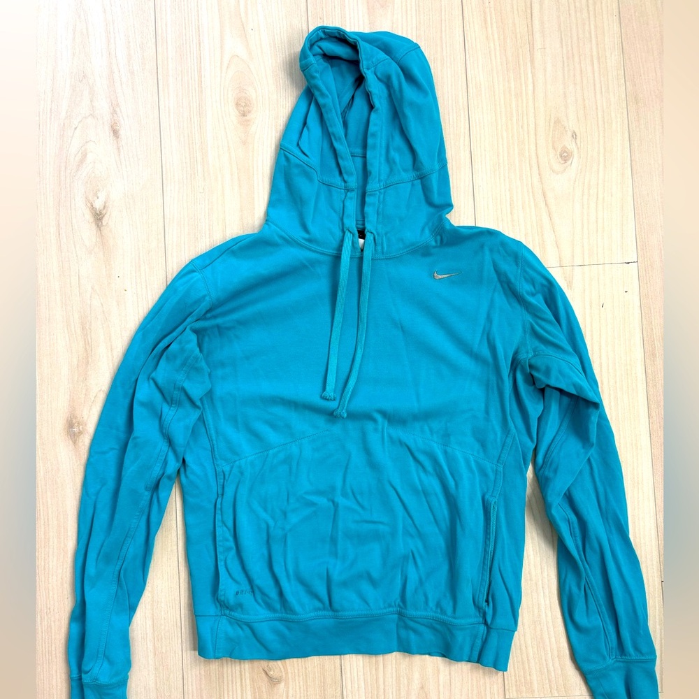 Nike Dry Fit Bright Blue Hooded Workout Top Size Medium